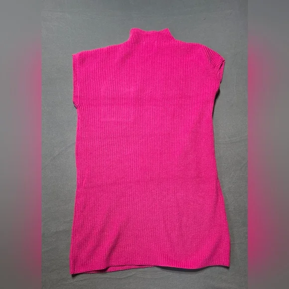 Zenana New In Poly Bag Vibrant Pink Mock Neck Ribbed Knit Dress L:Bust 39-40 in - Picture 4 of 7